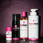 Fresh Start Daily Reset Bundle - Assntt, Shampoosy, Helixir and Showerhead photographed on deep plum backdrop