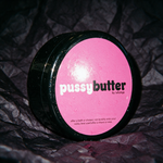 PoosyButter moisturizing vulva buttercream photographed on near-black plum backdrop