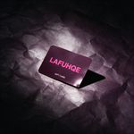 LAFUHQE gift card on deep plum backdrop