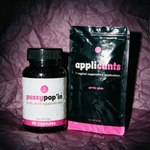 PoosyPopin plus Applicunts combo on deep plum crumpled paper
