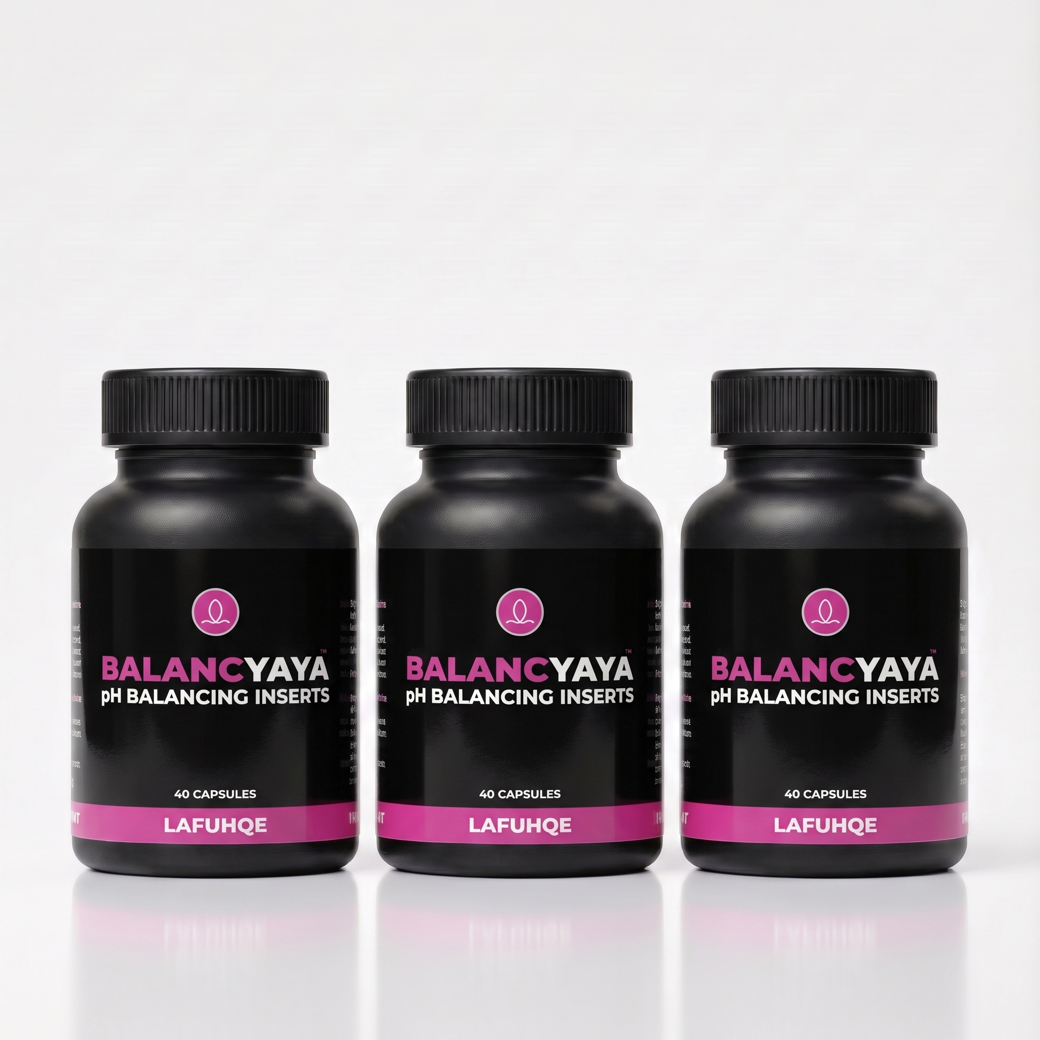 Balancyaya pH Balancing Inserts by LAFUHQE, three bottle pack, 40 capsules each