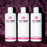 Lubricunt three pack on deep plum crumpled paper
